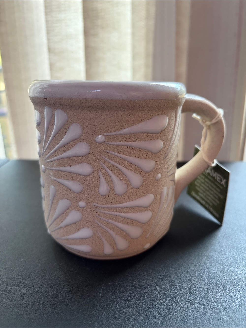 Ceramex Ceramic Accent Mug with Textured Floral Design
